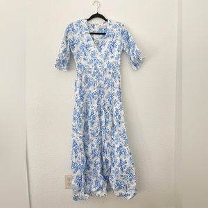 Blue and white floral Tuckernuck Maxi dress in XS